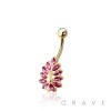 316L SURGICAL STEEL MULTI CZ FLOWER NON DANGLE BELLY BUTTON NAVEL RING 